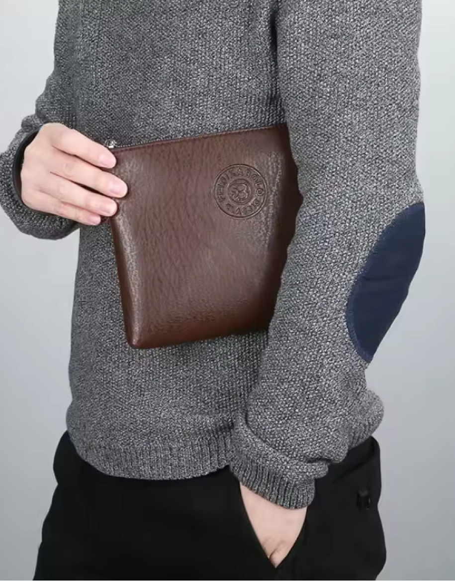 Klassisk herrclutch i konstläder