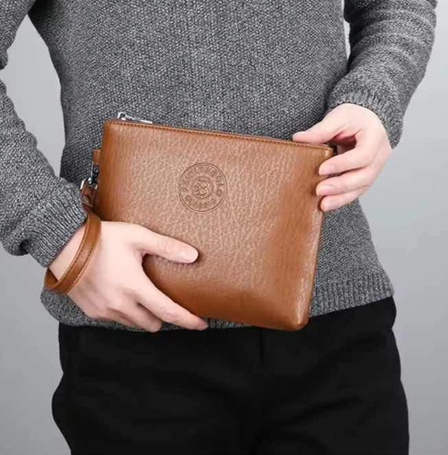 Klassisk herrclutch i konstläder